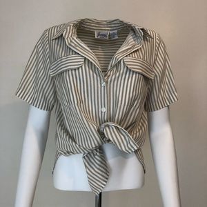 Vintage striped short-sleeved button-down
